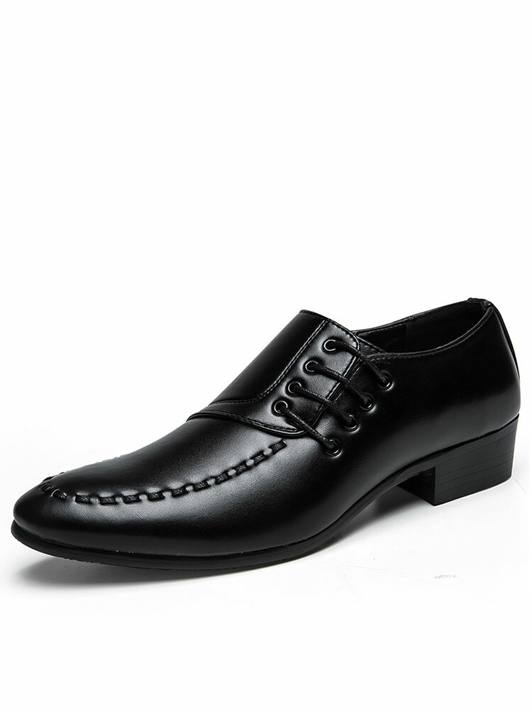 Men Pure Color Non Slip Side Zipper Business Formal Shoes