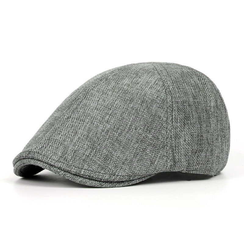 

Men Retro England Style Cotton Hemp Solid Sweat Breathable Leisure Beret Cap UV Protection Sun Hat, Khaki;black;dark grey;coffee