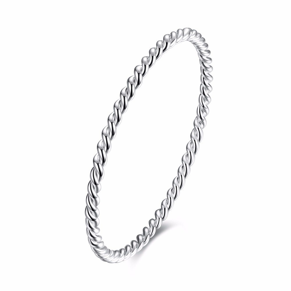 Simple Women Bracelet Silver Plated Spiral Pattern Bracelet