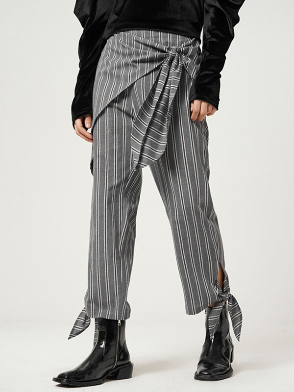 Mens Striped Tie Casual Pants