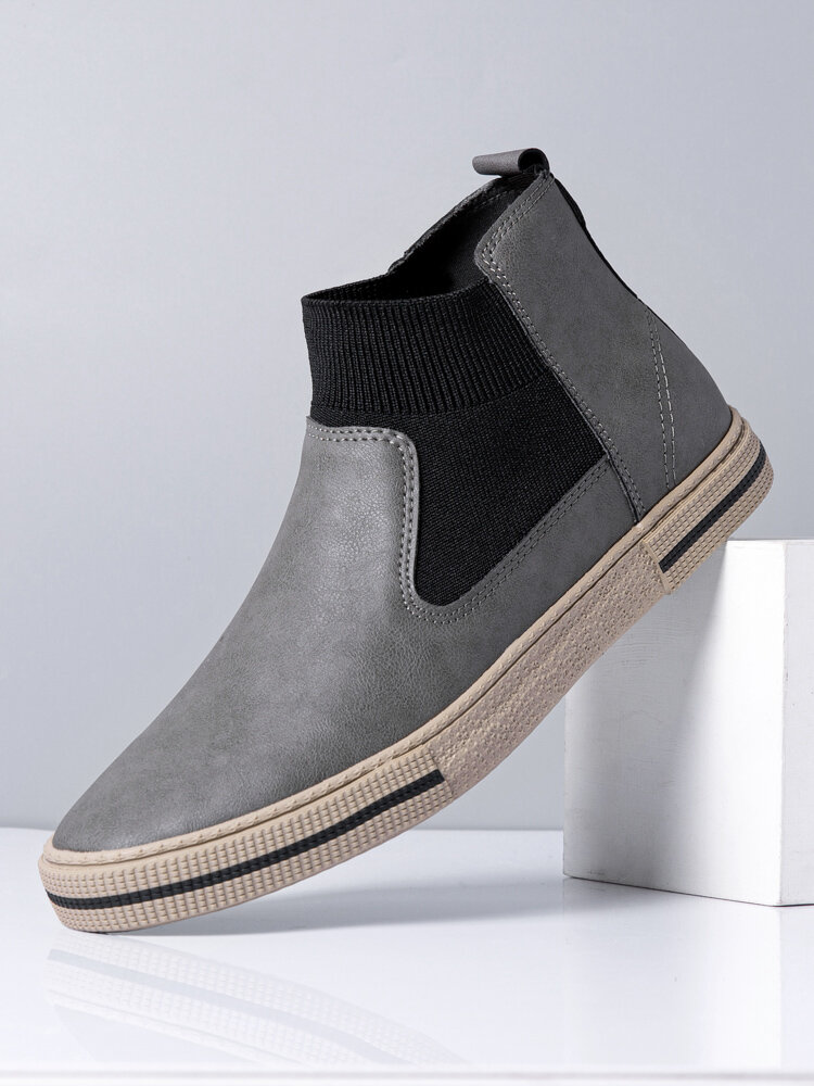 Men Elastic Slip On High Top Trainers Soft Waterproof Ankle Boots