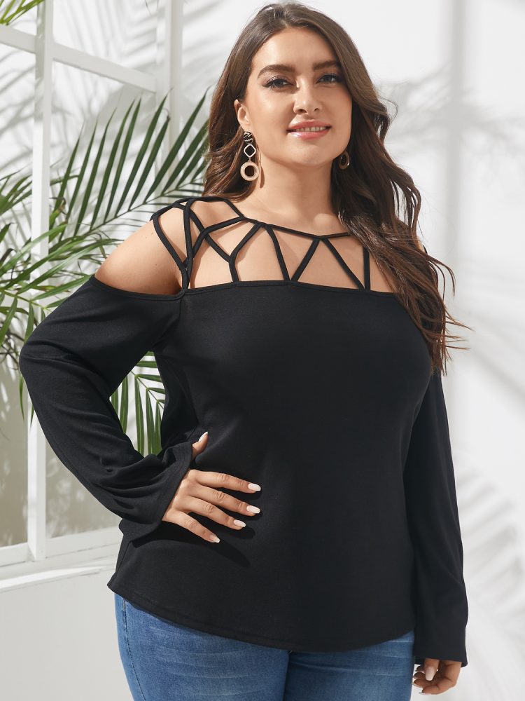 Off Shoulder Long Sleeve Plus Size Sexy Blouse for Women