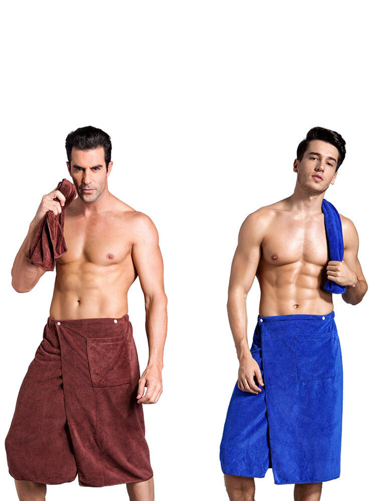 Bath Wrap Towel for Men Wearable Bath Towel with Pocket Soft Swimming Beach Bath Towel