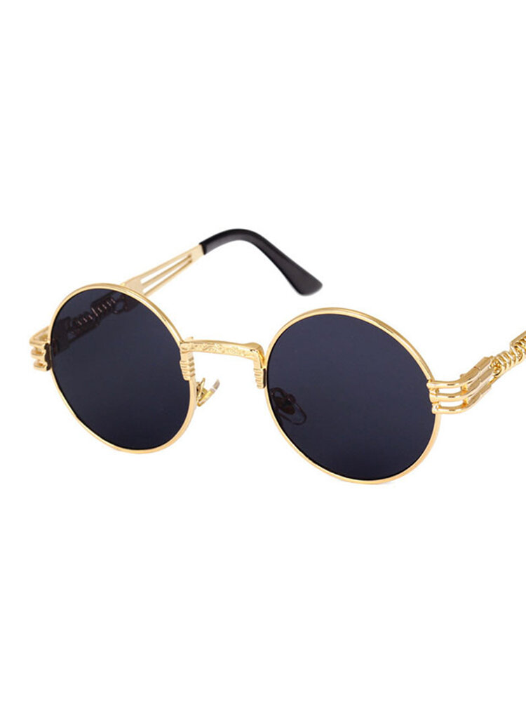 Women Classic Gothic Round Steampunk Sunglasses Travel Casual Metal Frame UV400 Glasses