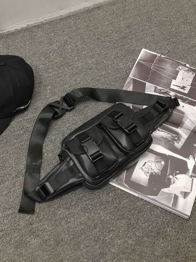 Men Vintage Faux Leather Waterproof Multi-Pockets Crossbody Bag Sling Bag