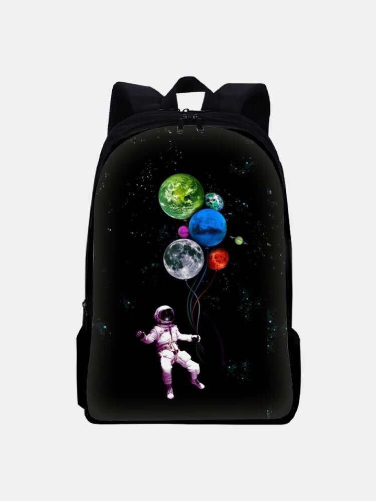 

Men Large Capacity Astronaut Planet Pattern Prints Backpack, Black