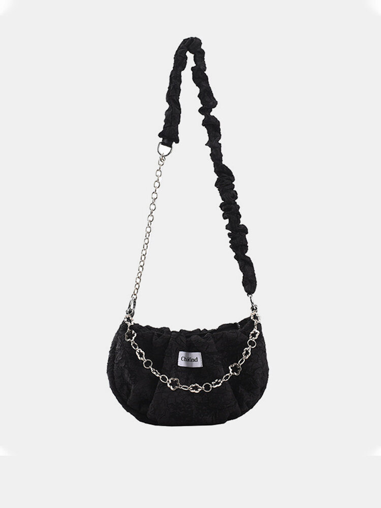 Casual Pleated Chain Decor Urban Simplicity Dumpling Bag Underarm Bag