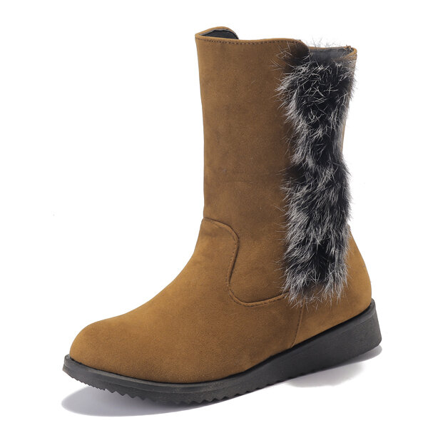 Furry Slip On Pure Color Casual Boots