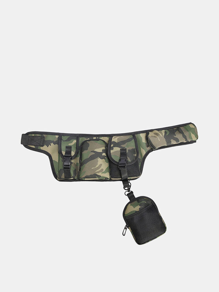Men Dacron Camo Hip-hop Tactical Tooling Multi-pocket Waist bag Sling bag