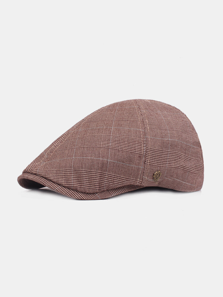 Men's Vintage Casual Beret Cap Breathable Lattice Cotton Cap Outdoors Hat