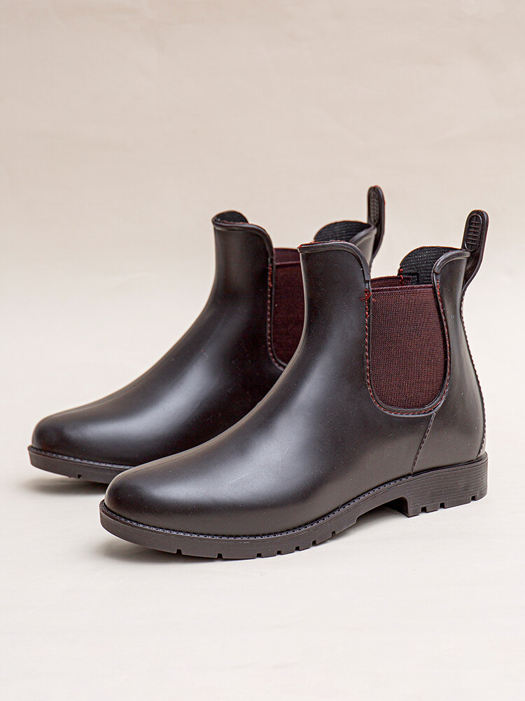 

Large Size Women Waterproof Non-slip Comfortable Chelsea Rain Boots, Black;brown