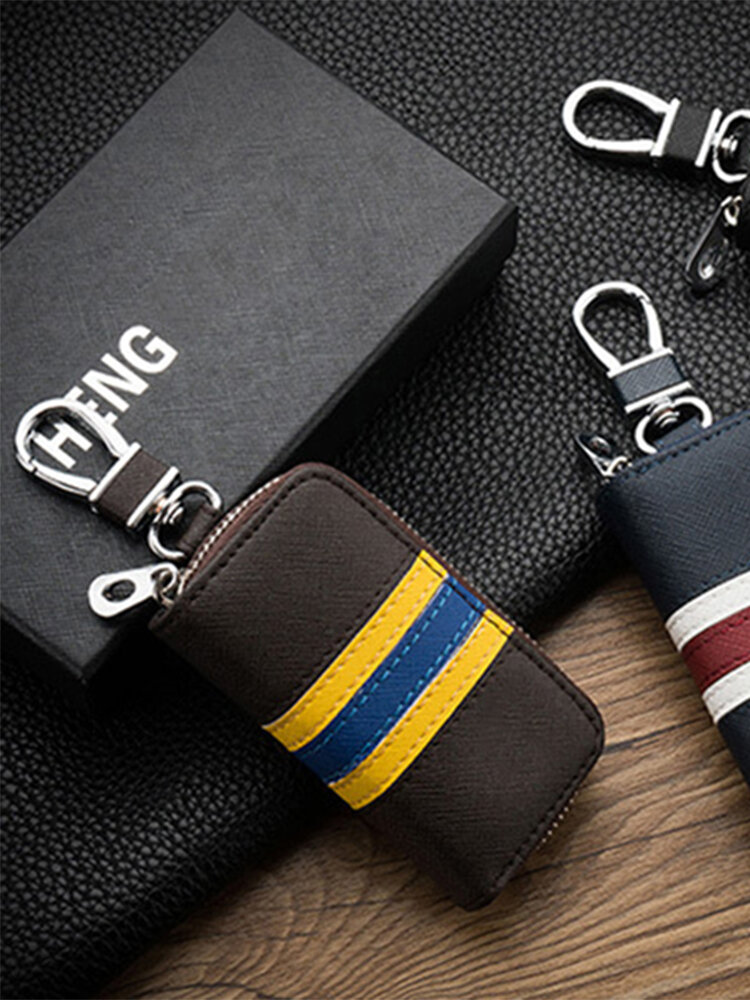 British Car Leather Key Case Business Card Money Holder Purse Zipper Key Card Wallets Solid
