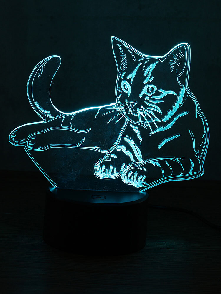 

3D Animal Cat Night Light 7 Color Change LED Table Lamp House Decor Xmas Toy