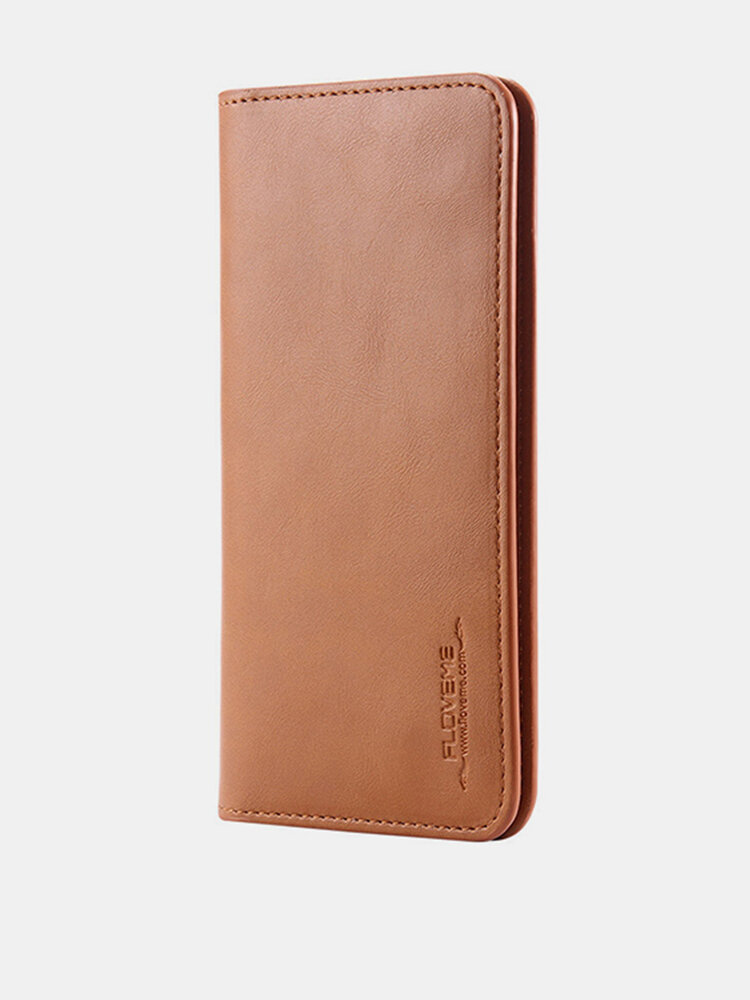Women Men Genuine Leather Business Phone Case Card Wallet