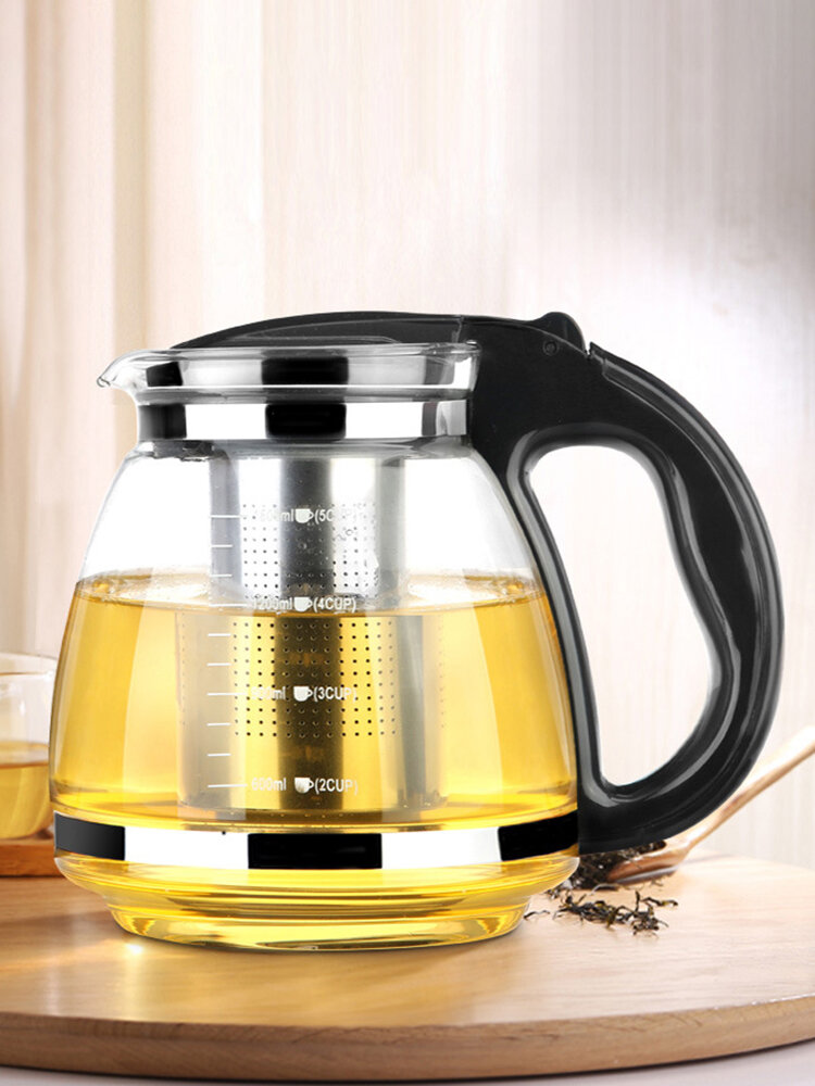 Large Capacity Glass Teapot High Temperature Resistant Flower Tea Coffee Kettle with Infuser