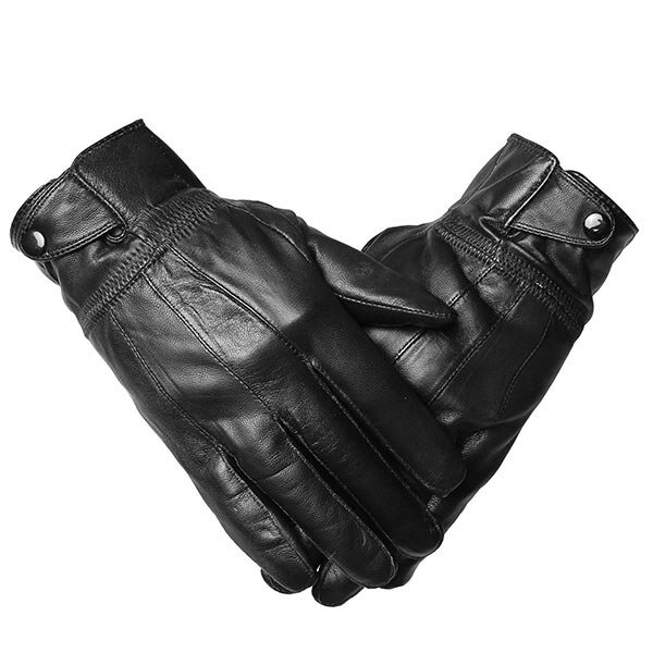 

Male Warm Cycling Driving Outdoor Gloves Oblique Buckles Sheepskin Leather Mittens