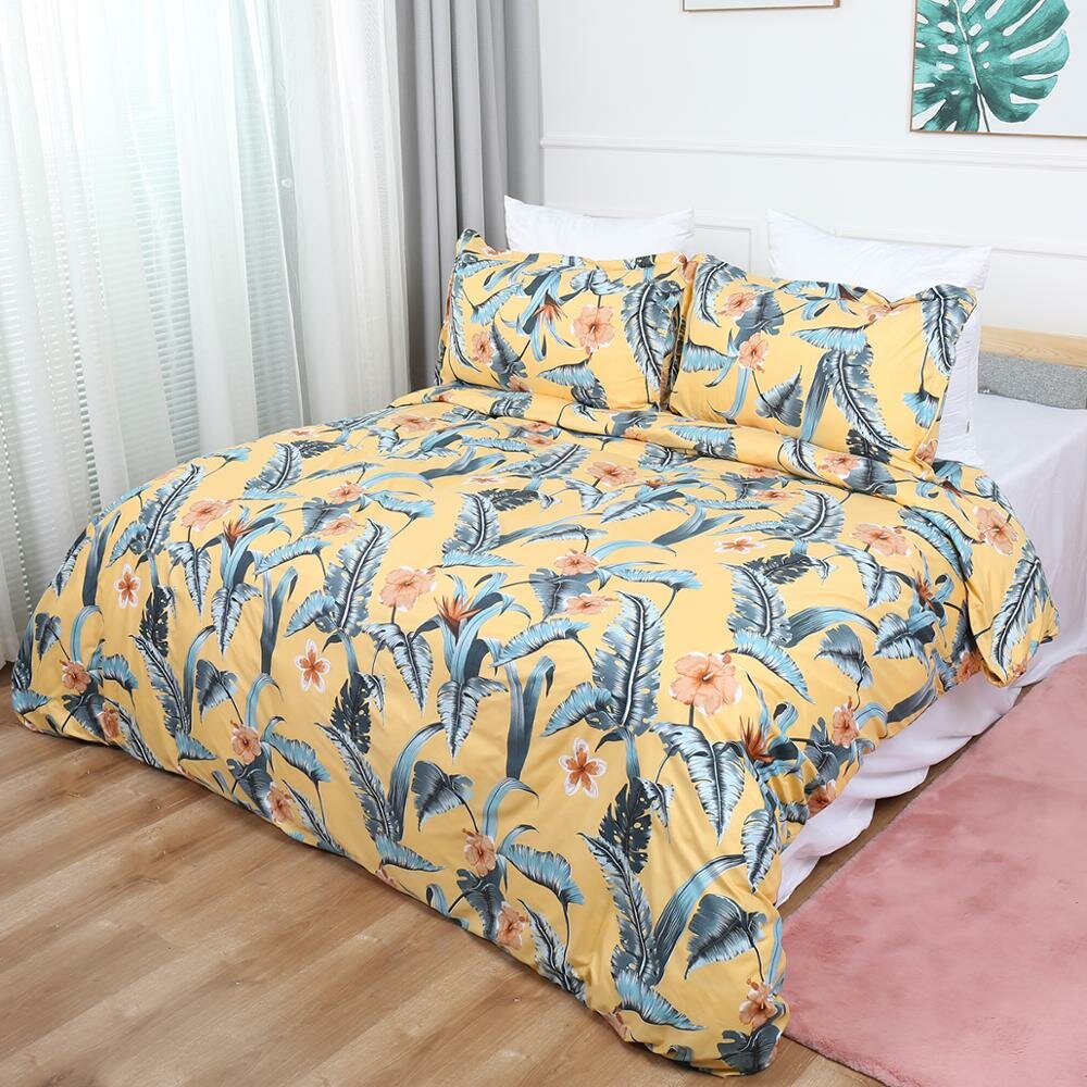 

Euramerica Style Leaves Bedding Set Bed Decor Bedclothes Pillowcases US Twin Queen King Bed Linen Set Adults Bed Duvet C