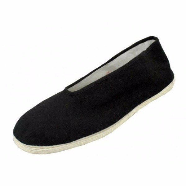 Black Canvas Slip On Chinese Kong Fu Flat Loafers