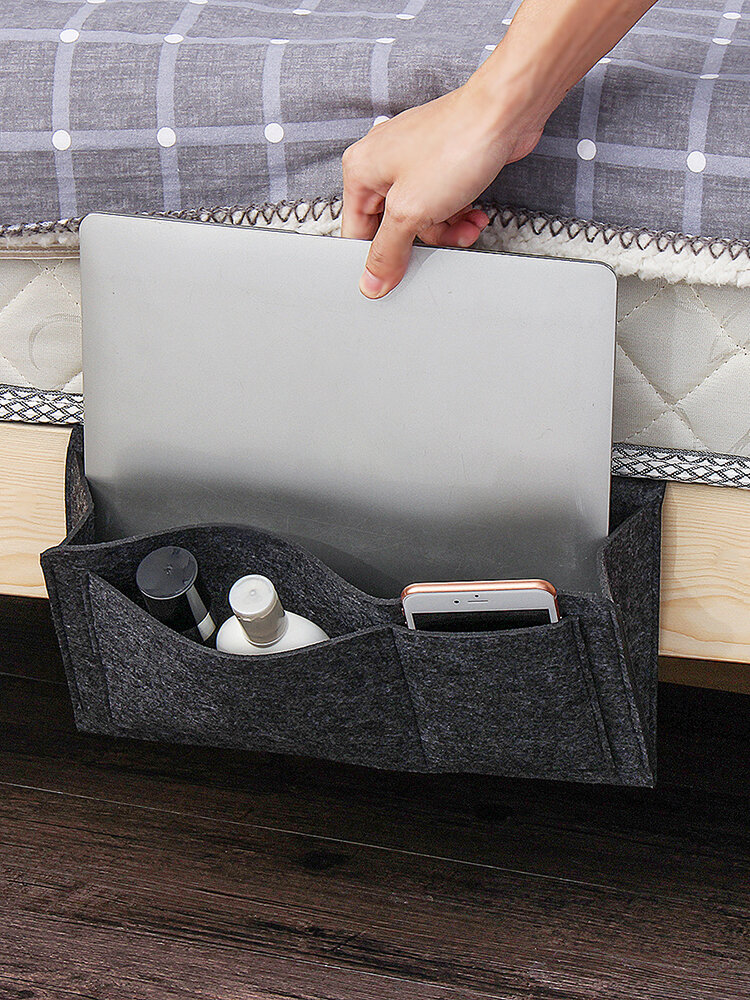 Hanging Bag Bedside Storage Organizer Bed Felt Pocket Sofa Armrest Phone Holder