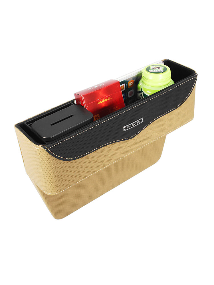 Leather Car Seat Crevice Storage Bag Box Money Pot Auto Seat Gap Filler Organizer