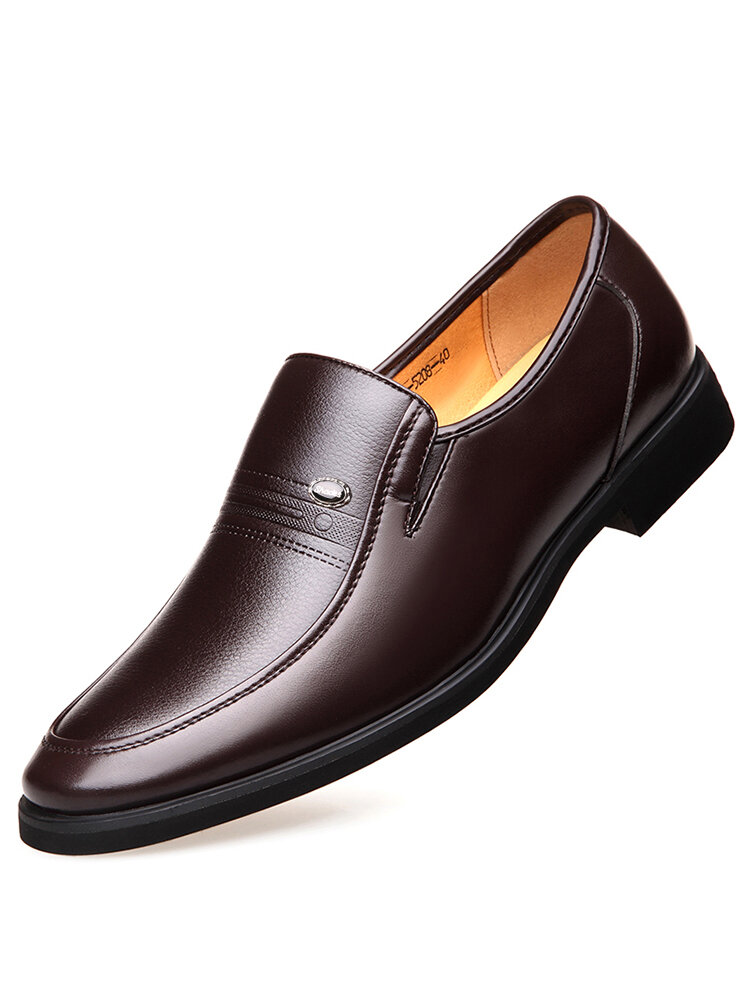 Men Microfiber Leather Breathable Slip-on Business Casual Dress Shoes