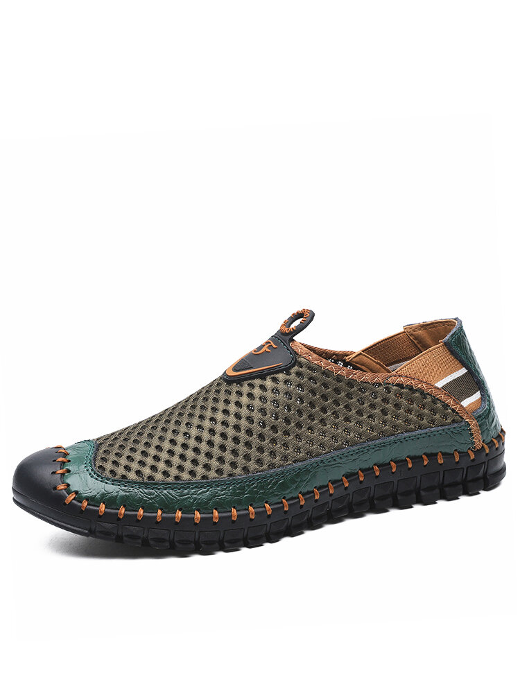 Zapatos de agua de malla de costura a mano de gran tamaño para hombres al aire libre Zapatillas de deporte antideslizantes