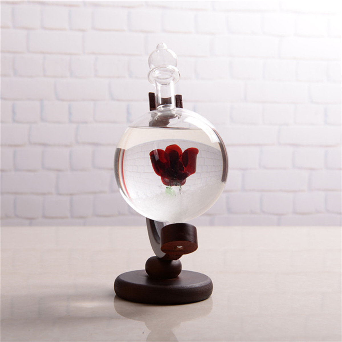 

Xmas Weather Forecast Crystal Globe Shape Storm Glass Home Decor Christmas Gift, Red