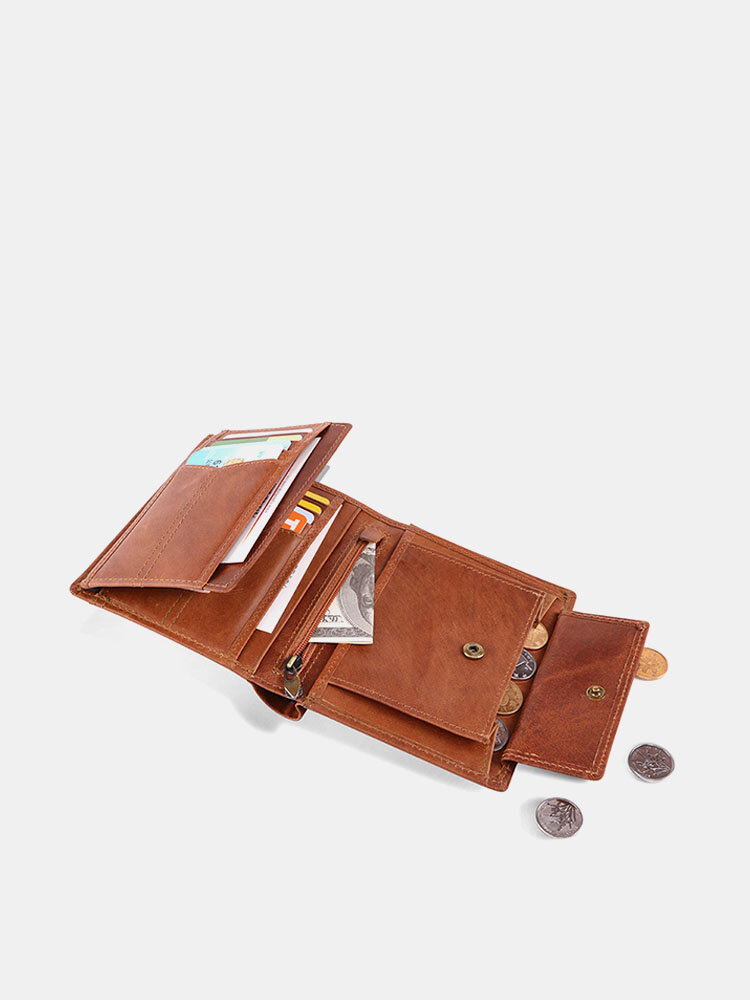 Men Genuine Leather RFID Anti-magnetic Vintage Outdoor Casual 20 Card Slots Wallet
