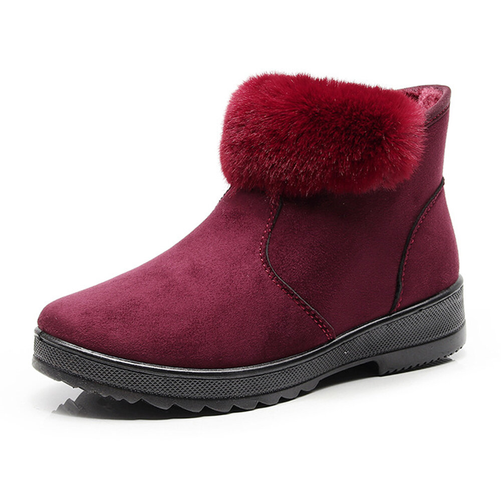 Furry Suede Warm Lining Zipper Ankle Snow Short Boots