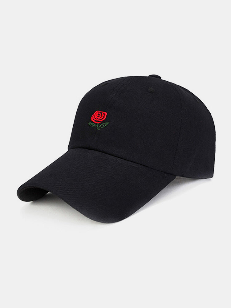 Unisex Cotton Rose Embroidery Fashion Sunshade Baseball Hat