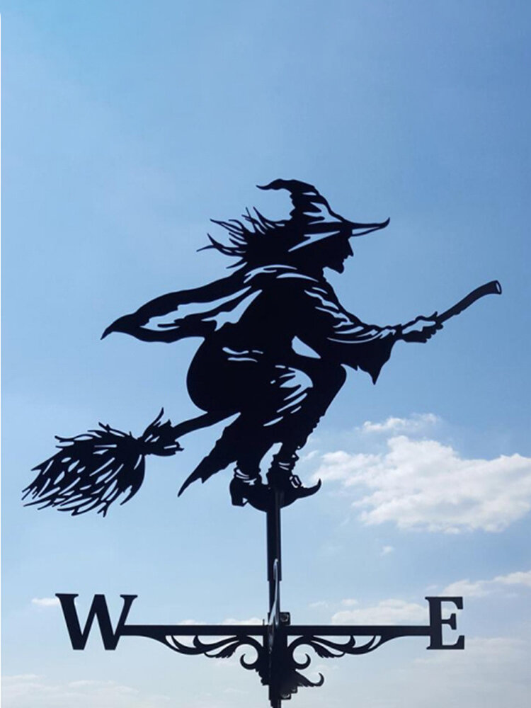 Garden Farm Iron Witch Death Horse Home Weathercock Weather Vane Wind Direction Indicator Yard Measuring Tools