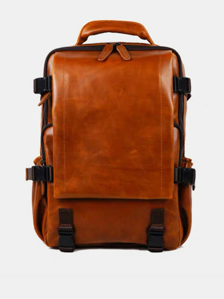 Men Retro Multifunction Anti-theft Waterproof Large Capacity 15.6 Inch Laptop Bag Backpack