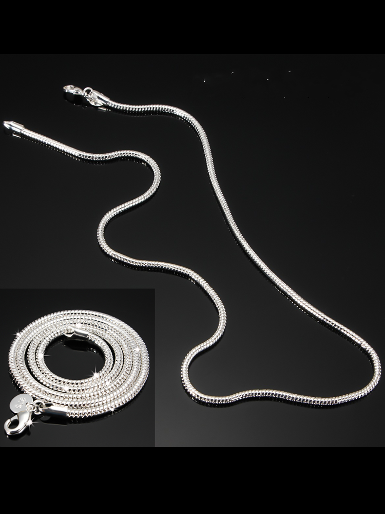 Fashion Chain Necklace 3MM Silver Plated Classic Snake Necklace Trendy Jewelry for Women
