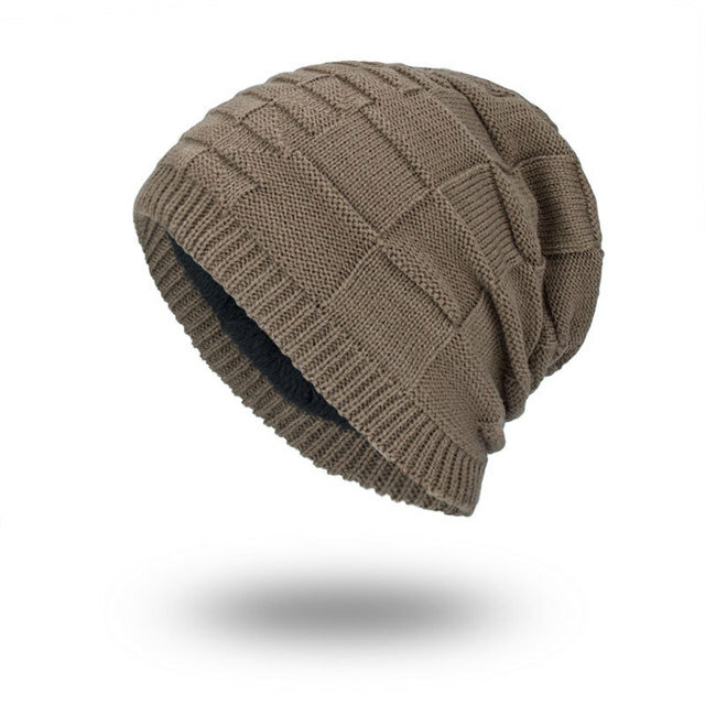 Knit Wool Hat Season Plus Warm Monochrome Square Head Men's Outdoor Hat 