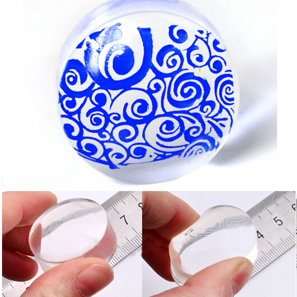

Transparent Silicone Nail Art Stamper Stamping Template With Cap Scraper