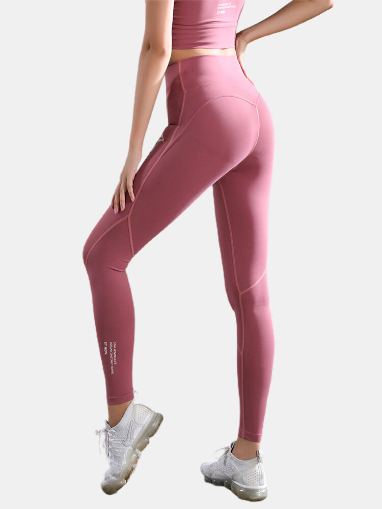 

Women Seam Butt Lifter Stretch High Waist Wideband Sports Yoga Leggings Pants, Pink;blue;brown;black