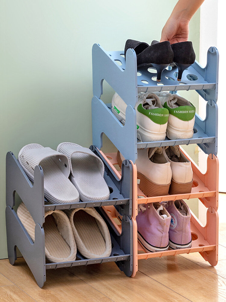 

Superimposed Shoe Bracket Shoe Cabinet Space Saving Shoe Storage Artifact Plastic Shoe Rack Rack Integrated Simple House, Orange;gray;blue