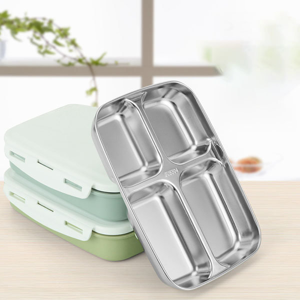 1.8l Stainless Steel Lunch Boxs Microwave Bento Box Heating Insulation Dinnerware