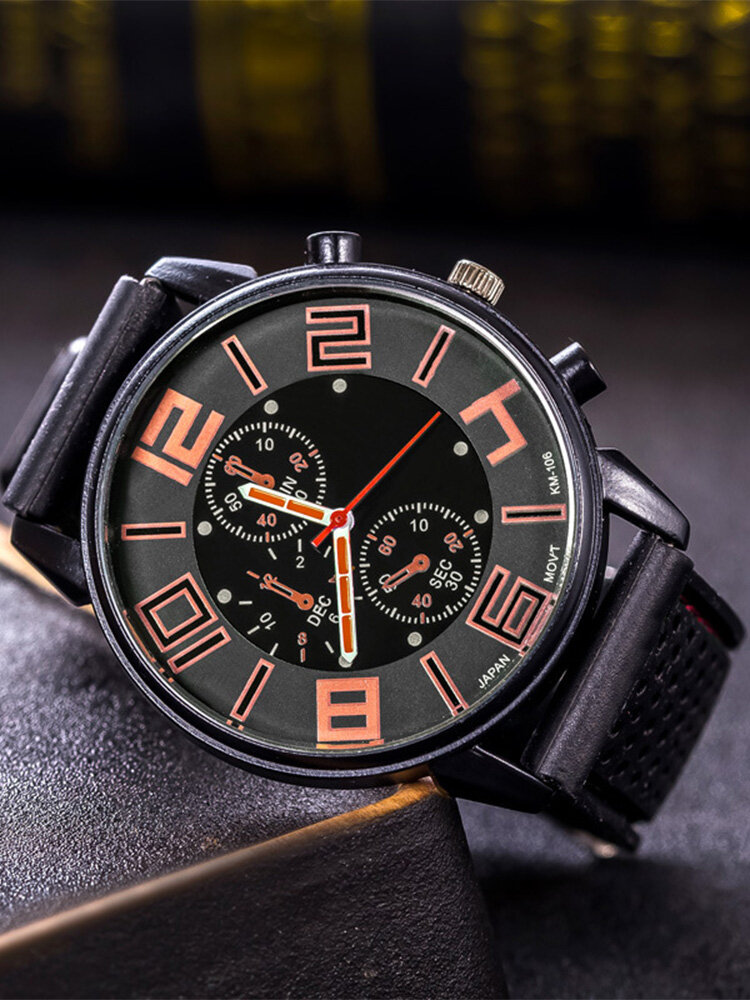 7 Colors Leather Men Business Watch Decorated Pointer Quartz Watch