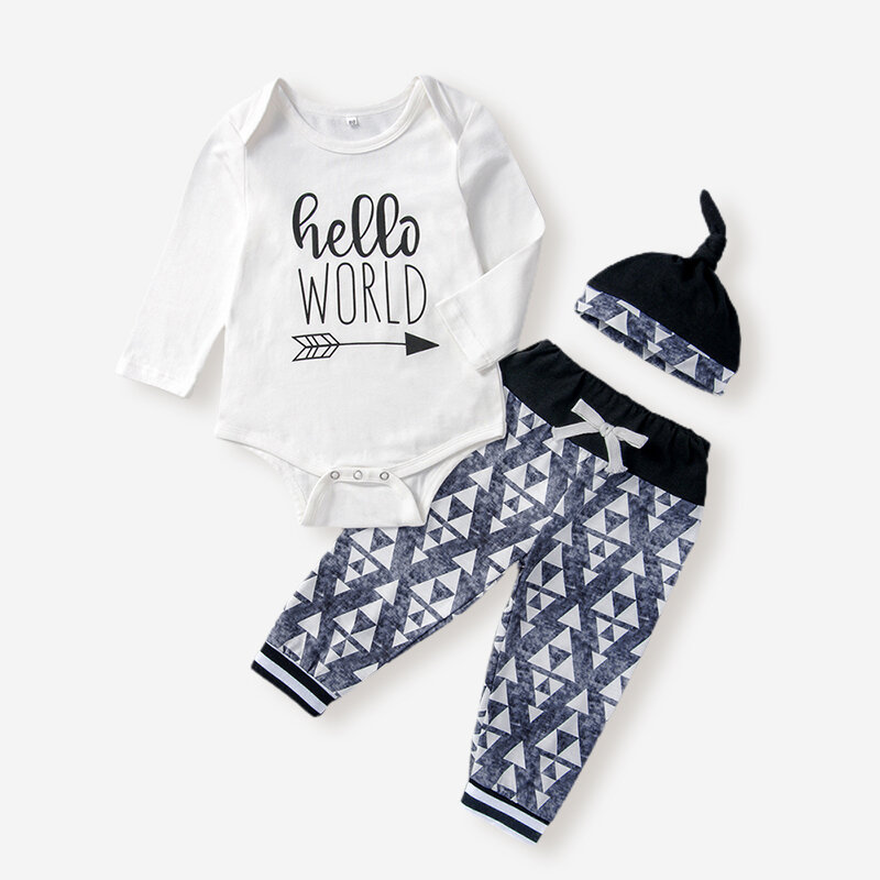

Baby Print Long Sleeves Set For 3-18M, White