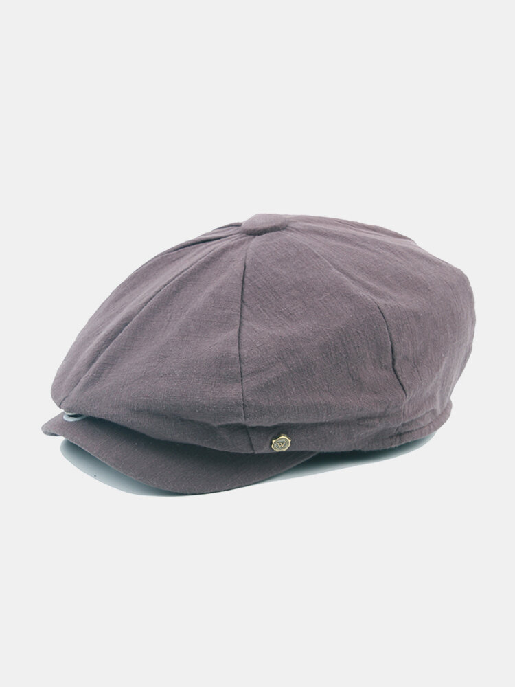 Mens Unisex Cotton British Style Beret Hats Casual Vintage Solid Painter Forward Caps