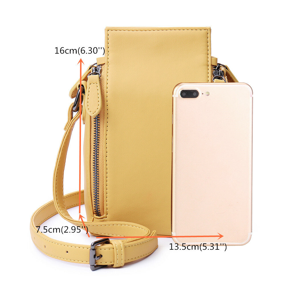 Women Solid Phone Bag 6 Card Holder Crossbody Bag