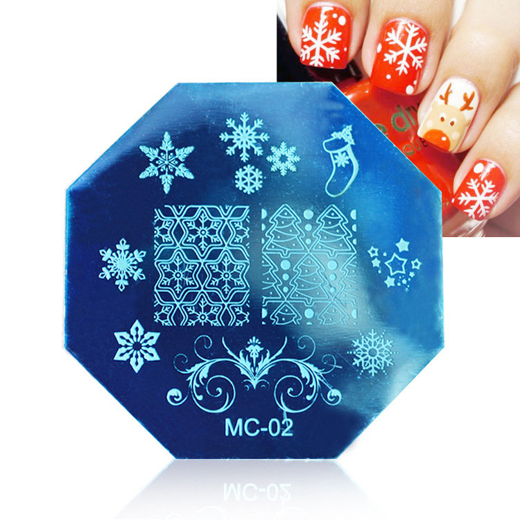 

Christmas Nail Stamping Plates Image Stamp Template Manicure Stencil Santa Claus