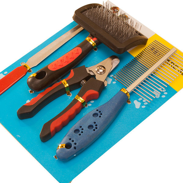 Four-piece Pet Cleaningkit Combing Nail Knife Milling Machine Nail Scissors Dog Combs Pet Brush