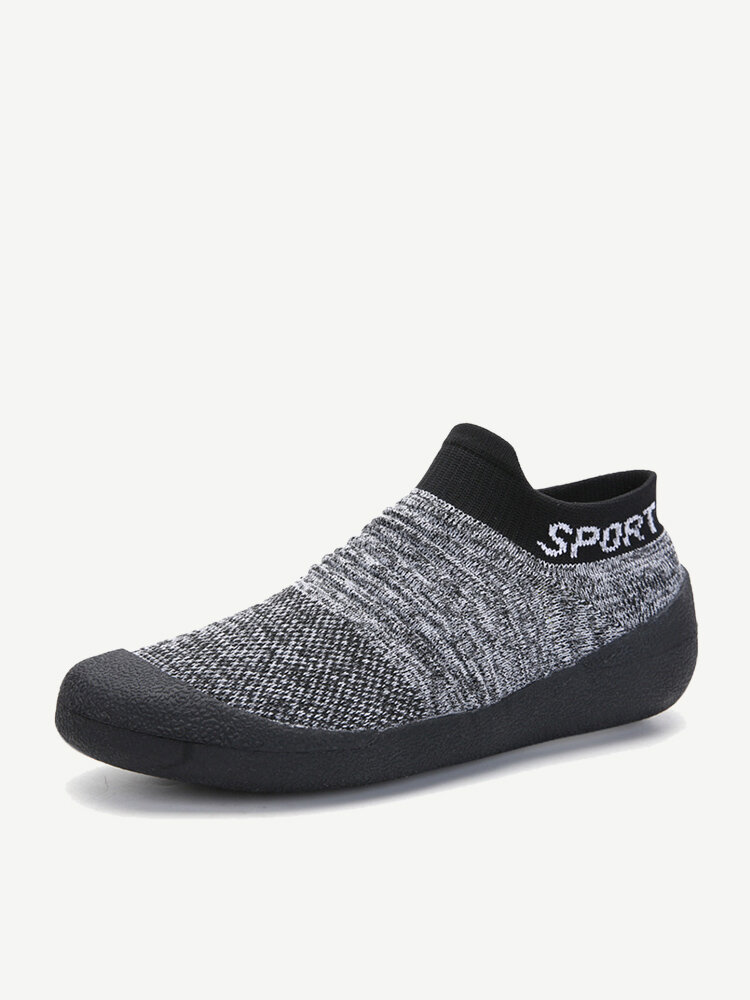 Men's Knitted Fabric Breathable Slip On Running Sport Socks Sneakers