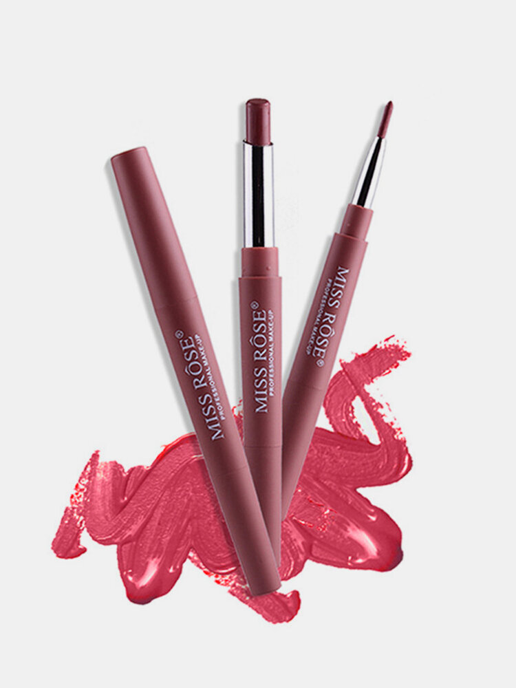Double-Head Lipstick Pencil Waterproof Lip Liner 2 Colors Matte Long Lasting Lip Makeup