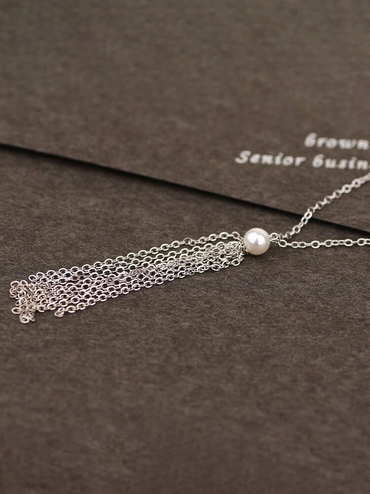 S925 Silver Tassel Pearl Clavicle Necklace