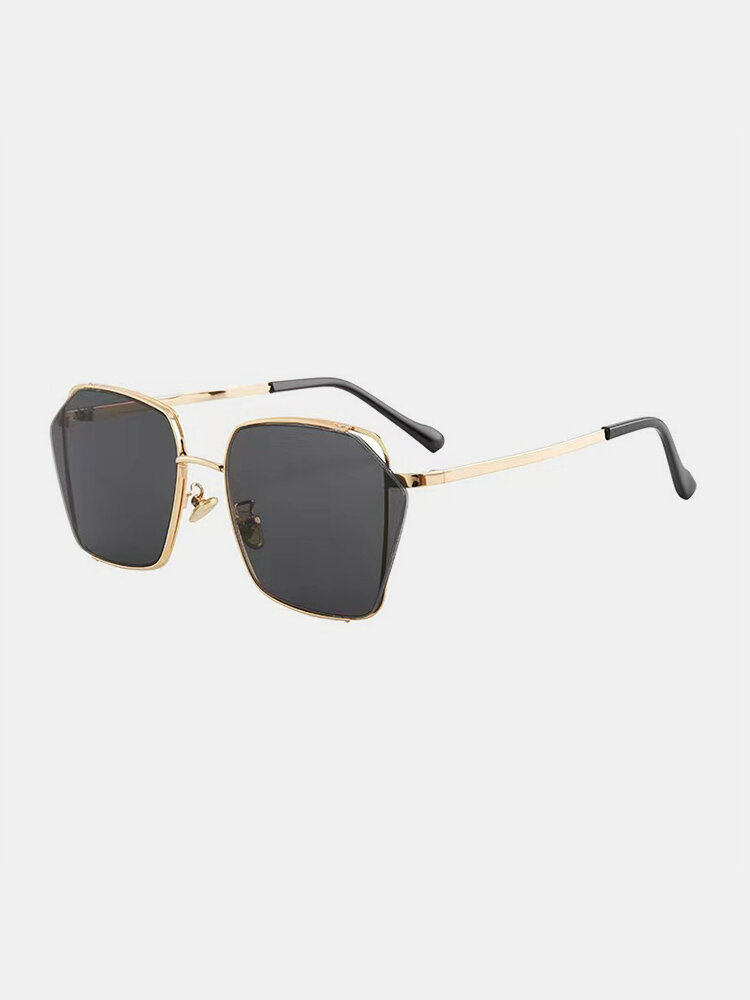 Unisex Fashion Personality Outdoor UV Protection Irregular Lens Metal Frame Square Sunglasses