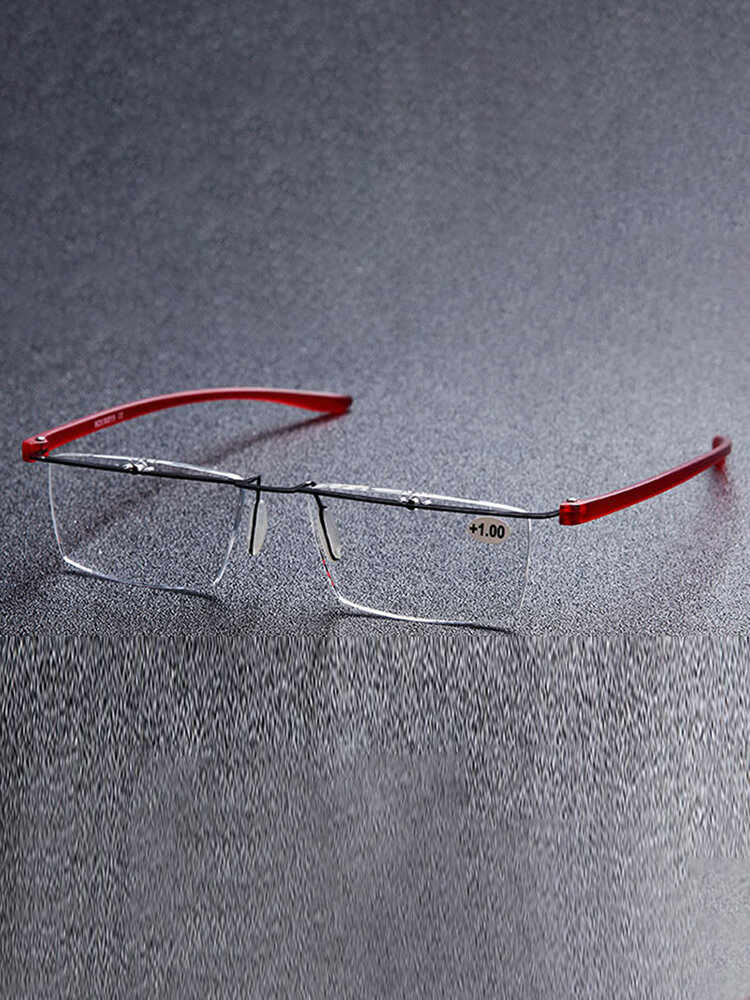 Unisex Metal HD Frameless Reading Glasses Simple Comfortable Portable Resin Reading Glasses 