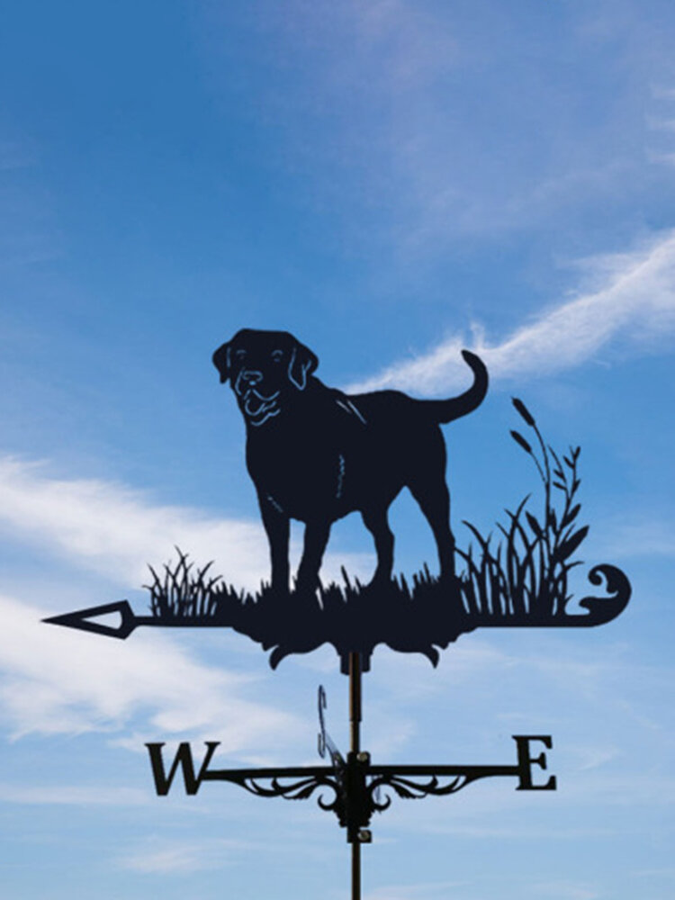Dog 24 Weathervane with Garden Pole,Shape of Rooster Horse Dog Dragon Metal Iron Art Weather Vane for Garden Paddock Rooftop Yard Sheds,Garden Stake Rotating Wind Direction Measuring Tools 